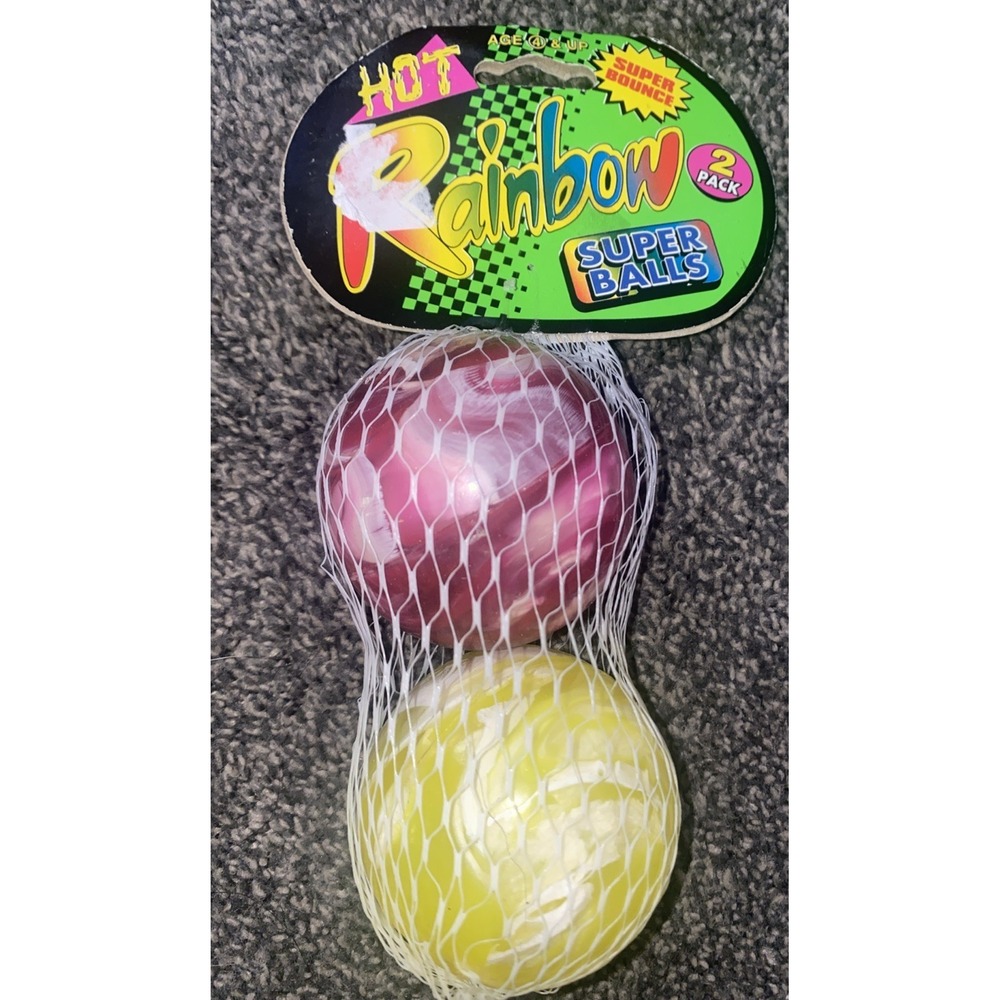 1996 Ja-Ru Hot Rainbow Super Bounce Balls 2 Pack Bouncy